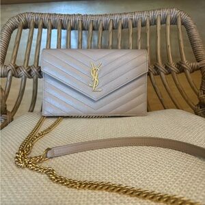 Yves Saint Laurent Monogram Chain Wallet/Cross Body Purse